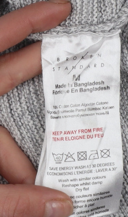 Broken Standard Men's Grey Cotton Crew Neck Pullover Jumper M