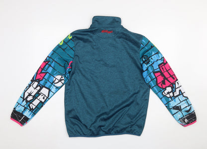 Masita Boys Blue 1/4 Zip Sports Sweatshirt 5 Years Colourful Logo Design