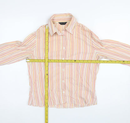 A|Wear Women's Multicoloured Striped Cotton Blend Button-Up Shirt Size 12