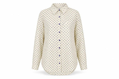 Compañia Fantastica Women's Ivory Polka Dot Button-Up Shirt Size S