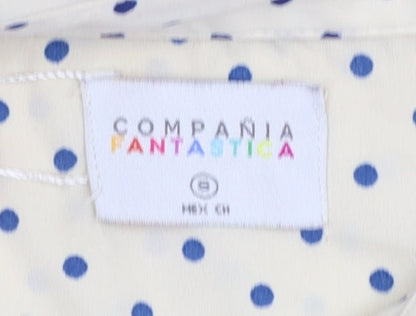 Compañia Fantastica Women's Ivory Polka Dot Button-Up Shirt Size S