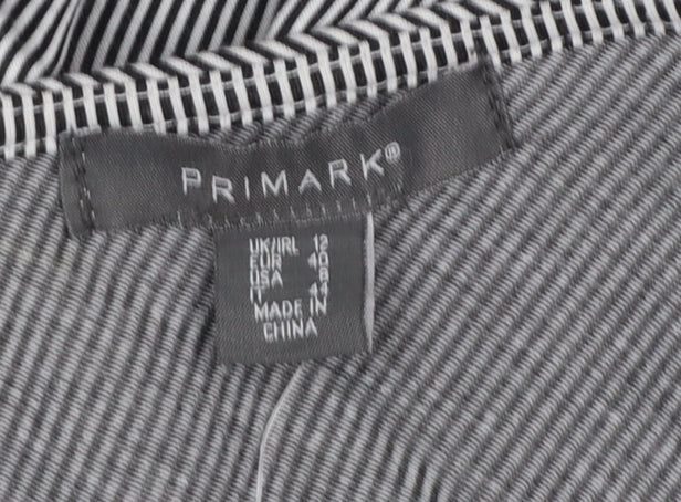 Primark Women’s Black White Striped Jumpsuit Size 12 Sleeveless Belted