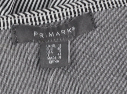 Primark Women’s Black White Striped Jumpsuit Size 12 Sleeveless Belted