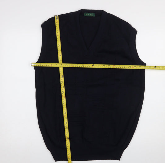 Deer Park Men's Black 2XL V-Neck Knit Wool Acrylic Sleeveless Vest