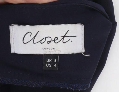 Womens UK Size 8 Closet London Blue Tunic Blouse