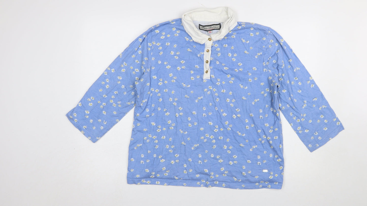 Womens UK Size 16 Paco Boutique Blue Basic Button-Up