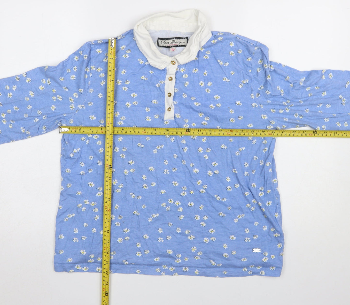 Womens UK Size 16 Paco Boutique Blue Basic Button-Up