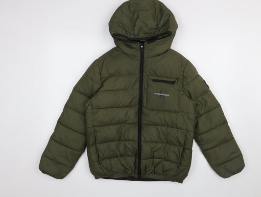Womens UK Size 12 Calvin Klein Jeans Green Puffer Jacket