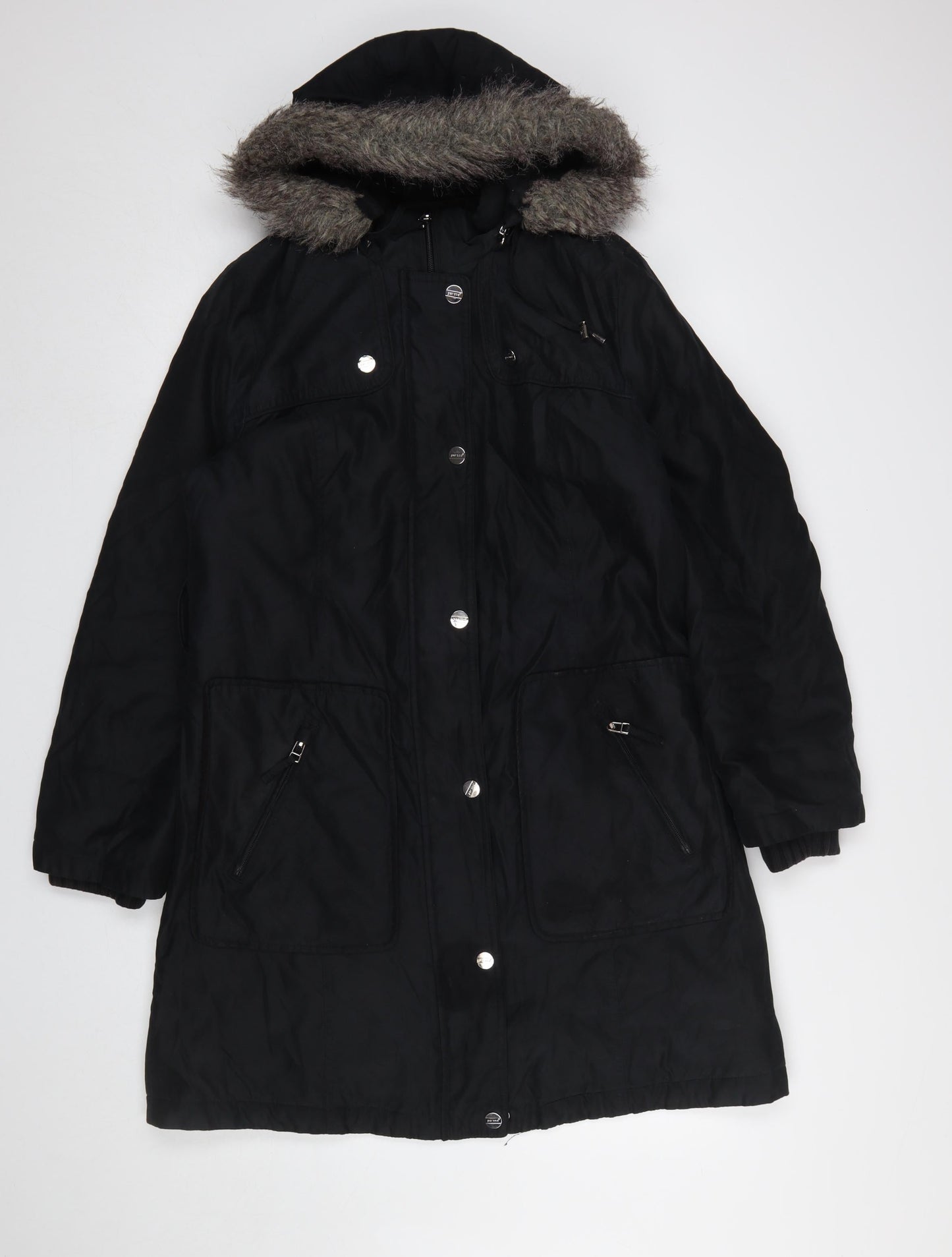 Womens UK Size M Marks and Spencer Black Parka Coat