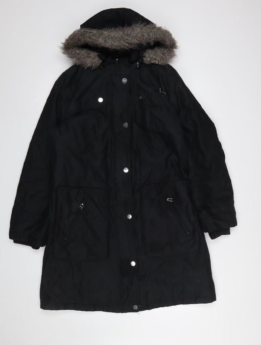 Womens UK Size M Marks and Spencer Black Parka Coat