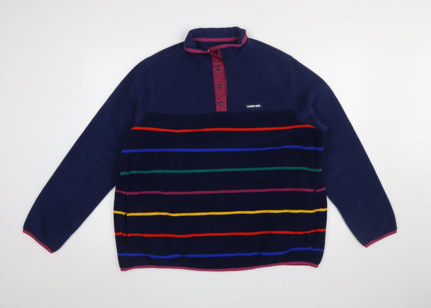 Mens UK Size XL Lands' End Blue Henley Sweatshirt