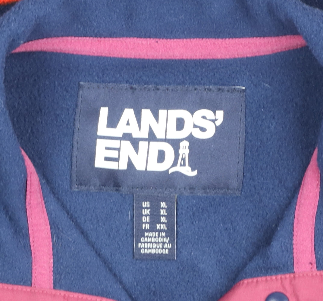 Mens UK Size XL Lands' End Blue Henley Sweatshirt