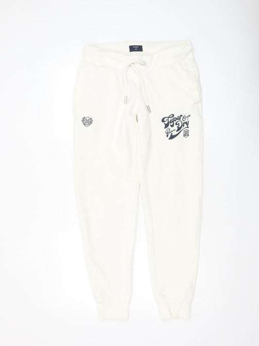 Womens UK Size 12 Superdry Regular Fit Jogger White Trousers