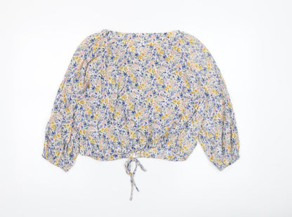Womens UK Size M MNG Multicoloured Cropped Blouse