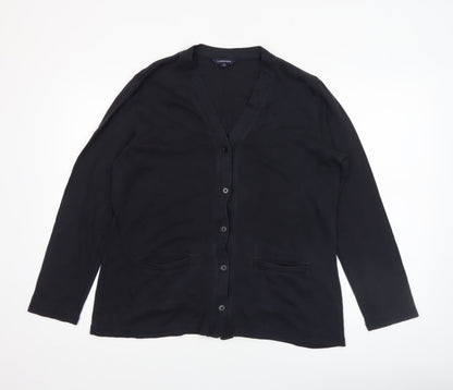 Lands' End Women's Black Small 8 Button-Up Blazer Cotton Blend