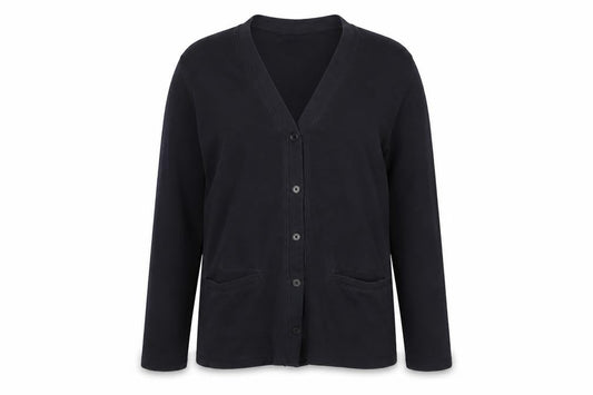Lands' End Women's Black Small 8 Button-Up Blazer Cotton Blend