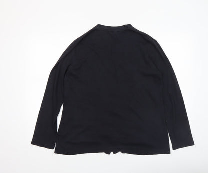 Lands' End Women's Black Small 8 Button-Up Blazer Cotton Blend