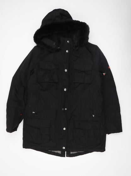 Womens UK Size L Wellensteyn Black Parka Coat