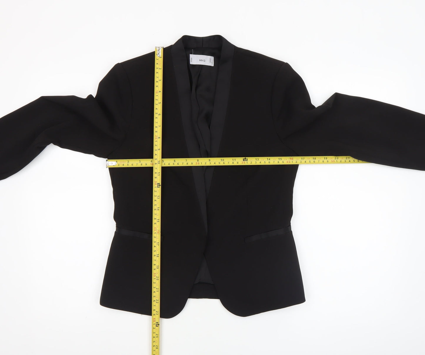 Mango Womens Black XS Tuxedo Blazer Jacket Polyester Blend