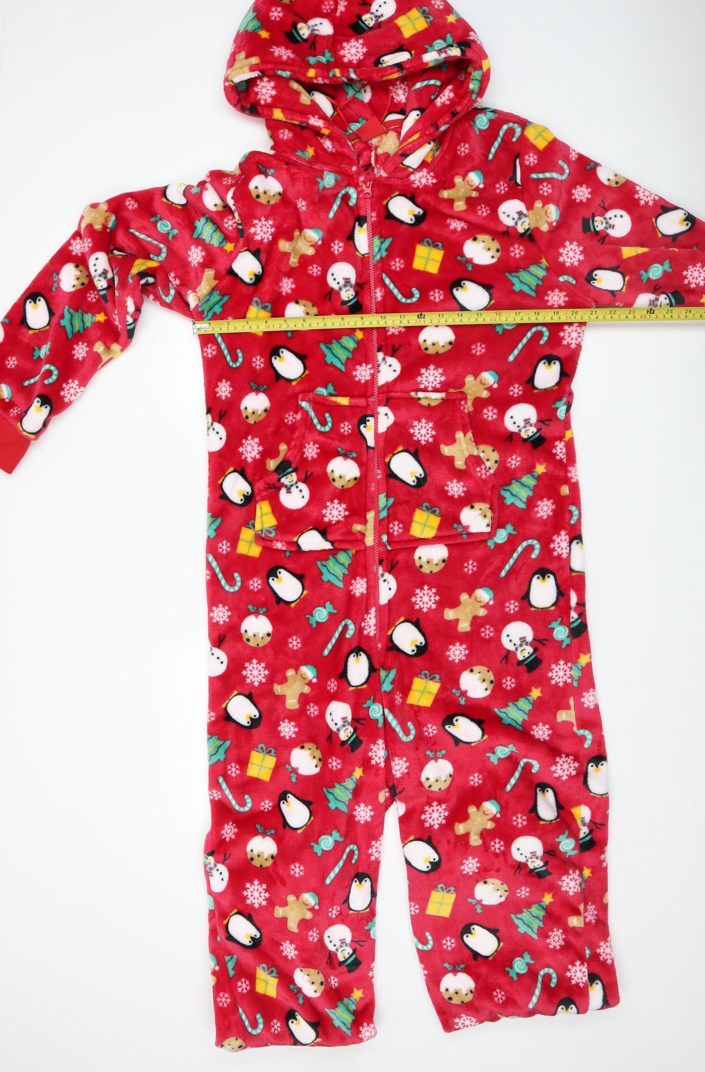 Slumber Party Mens Red Christmas Fleece Hooded Onesie L