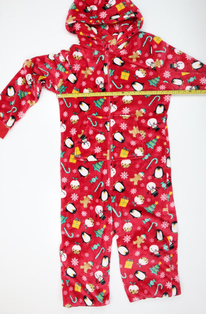 Slumber Party Mens Red Christmas Fleece Hooded Onesie L