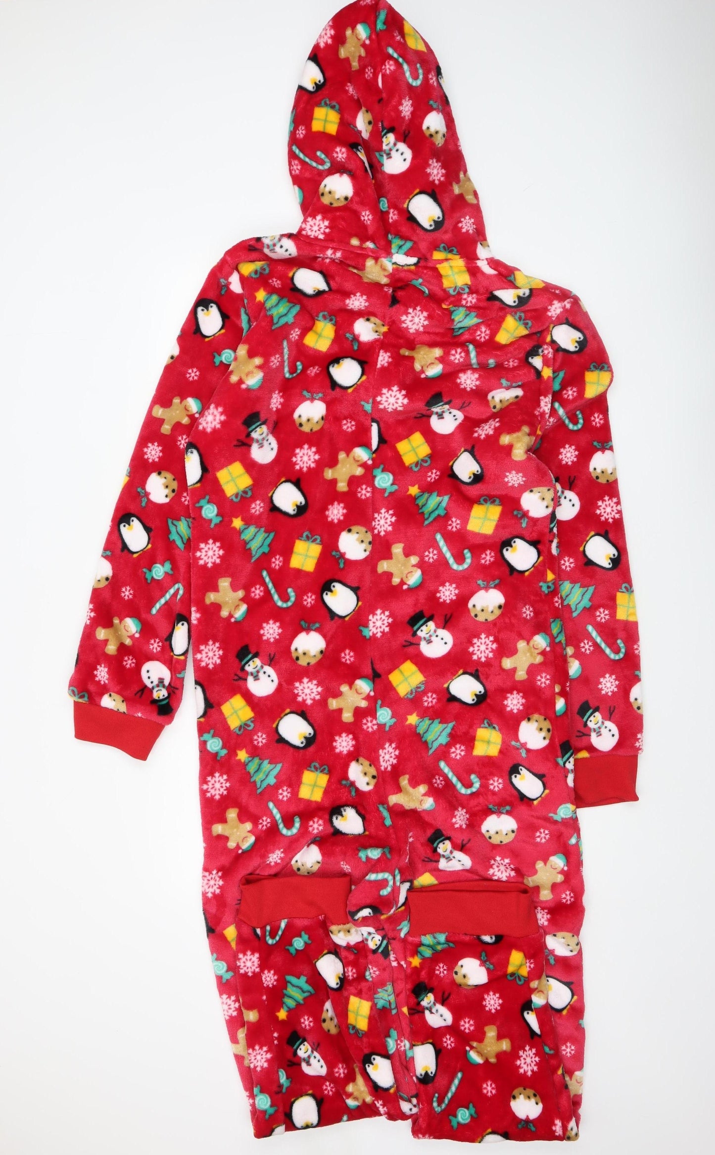 Slumber Party Mens Red Christmas Fleece Hooded Onesie L