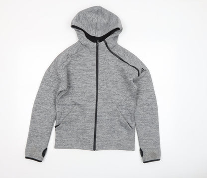 Boys UK Size 11-12 Years adidas Grey Full Zip Hoodie