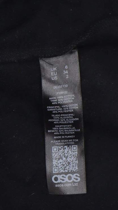 Womens UK Size 6 ASOS Black Tunic Blouse