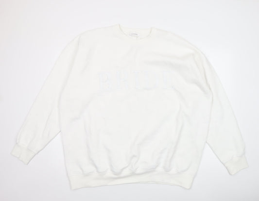 Additional front view of Six Stories unisex white bride pullover sweatshirt 2xl