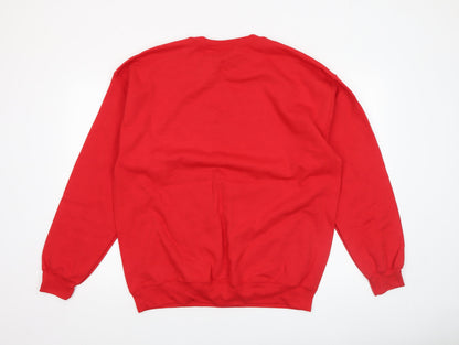 Mens UK Size L Gildan Red Pullover Sweatshirt