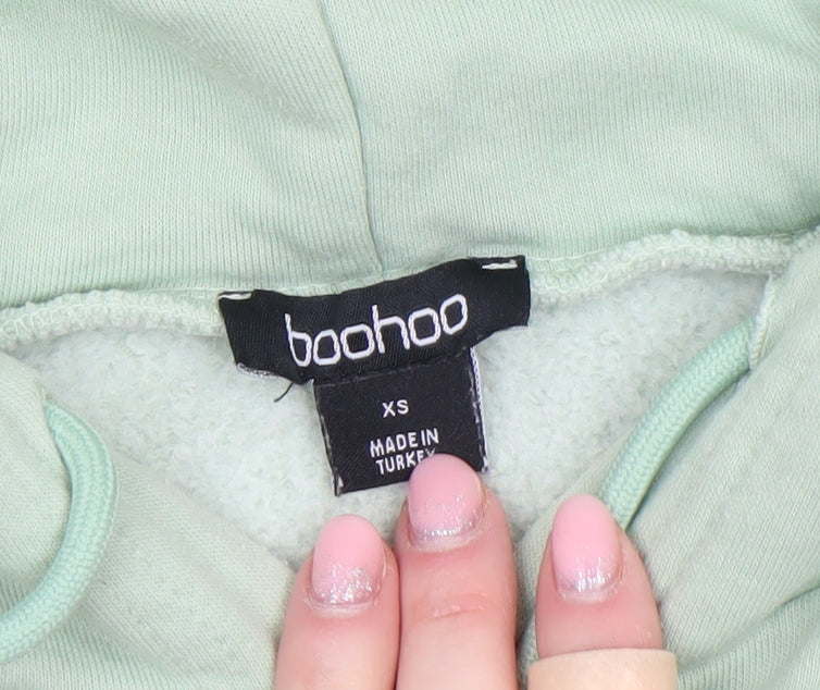 Womens UK Size XS Boohoo Green Pullover Hoodie