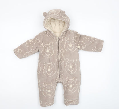 Disney Baby George Beige Winnie the Pooh Hooded Snowsuit 3-6 Months