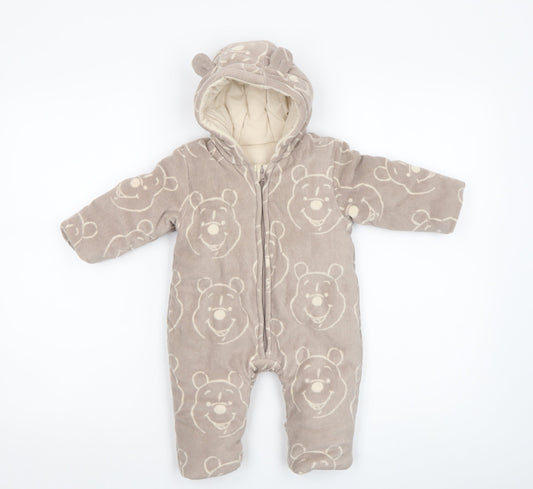 Disney Baby George Beige Winnie the Pooh Hooded Snowsuit 3-6 Months