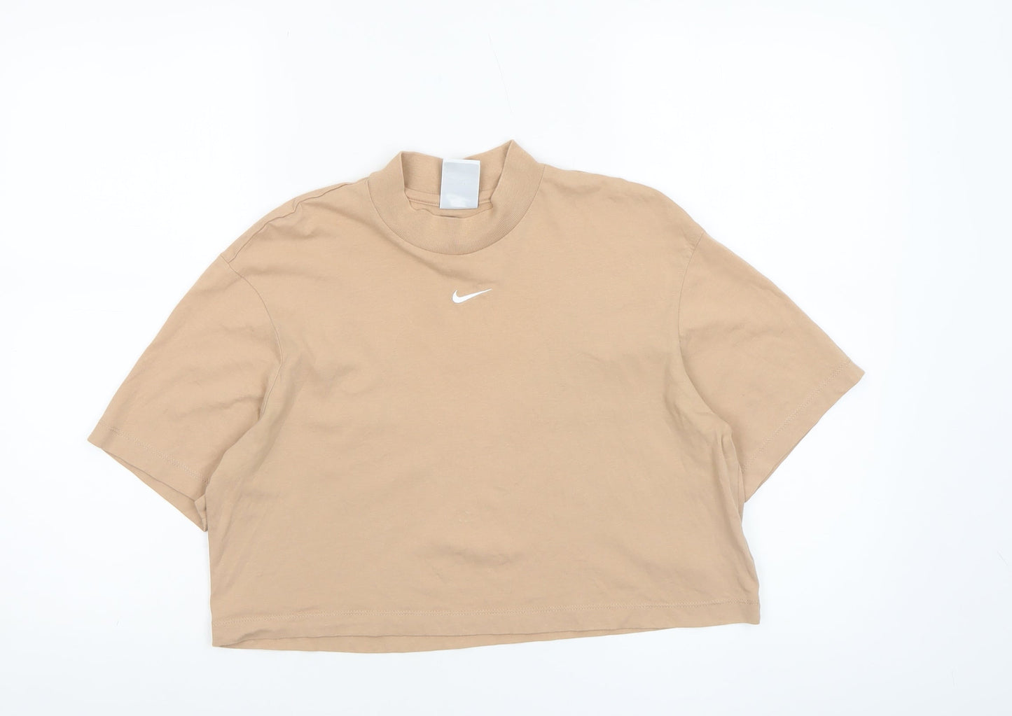 Womens UK Size XS Nike Beige Cropped T-Shirt