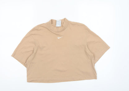 Womens UK Size XS Nike Beige Cropped T-Shirt