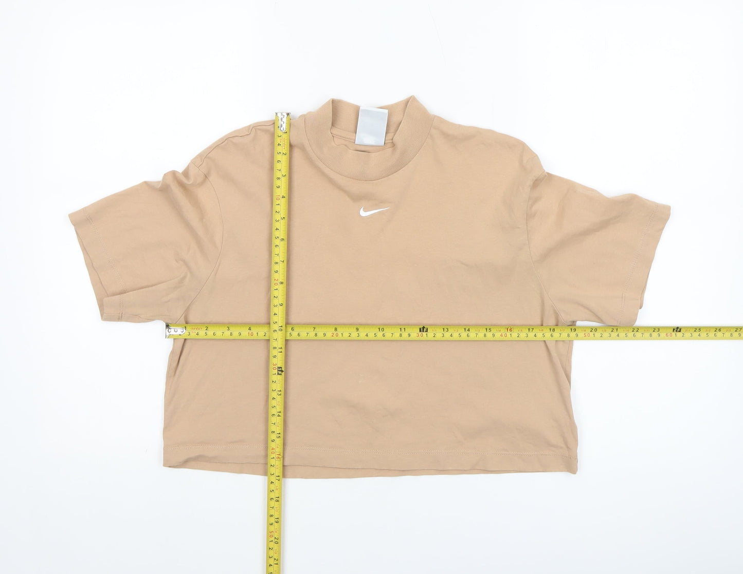 Womens UK Size XS Nike Beige Cropped T-Shirt