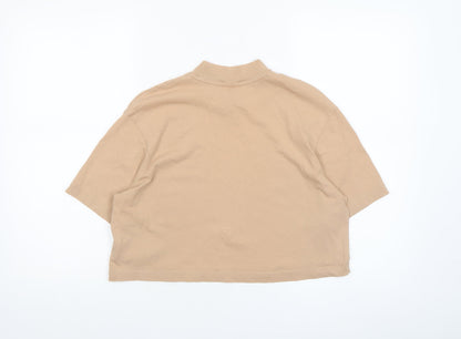 Womens UK Size XS Nike Beige Cropped T-Shirt