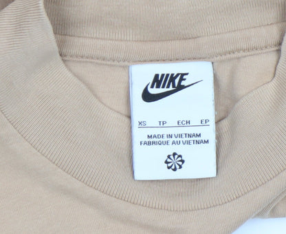Womens UK Size XS Nike Beige Cropped T-Shirt