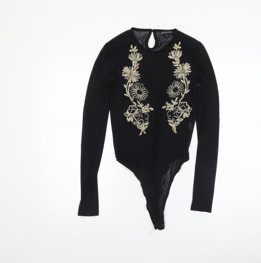 Womens UK Size 8 PRETTYLITTLETHING One-Piece Black Bodysuit