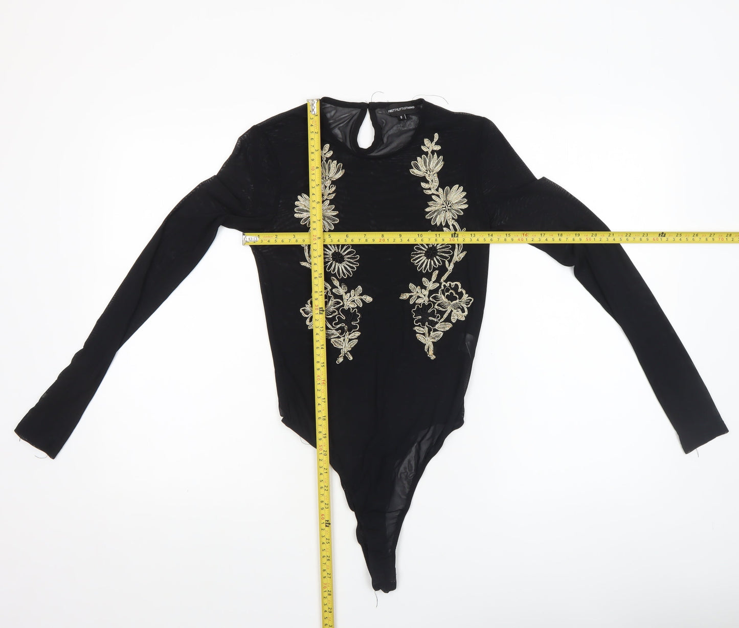 Womens UK Size 8 PRETTYLITTLETHING One-Piece Black Bodysuit