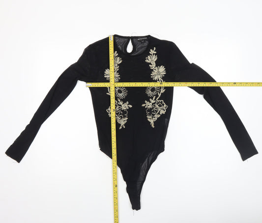 Womens UK Size 8 PRETTYLITTLETHING One-Piece Black Bodysuit