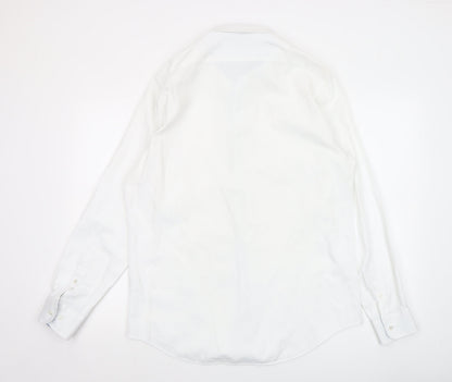 White Label Men's White Slim Fit Long Sleeve Button-Up Shirt 17in 43cm