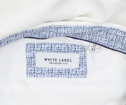 White Label Men's White Slim Fit Long Sleeve Button-Up Shirt 17in 43cm