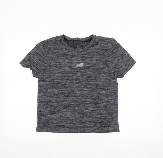Womens UK Size S New Balance Grey Running & Jogging Gym & Training Fitness T-Shi