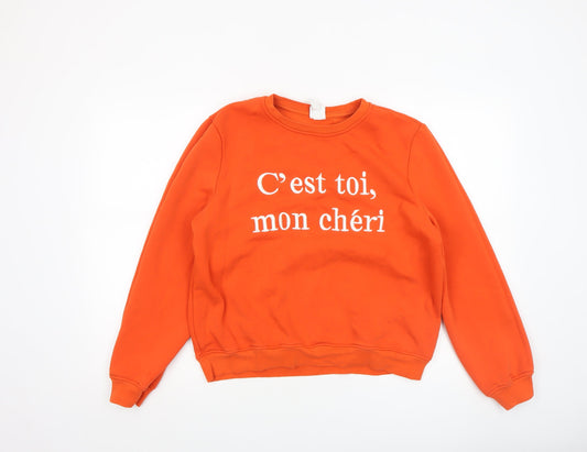 Womens UK Size M H&M Orange Pullover Sweatshirt