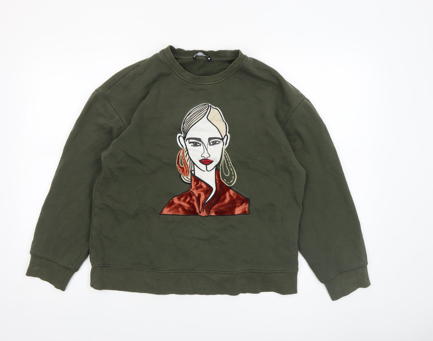 Womens UK Size S Zara Green Pullover Sweatshirt