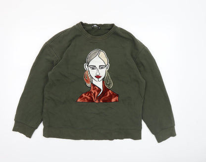 Womens UK Size S Zara Green Pullover Sweatshirt
