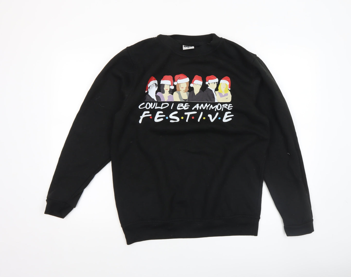 Mens UK Size M Uneek Black Pullover Sweatshirt