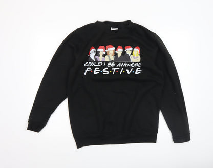Mens UK Size M Uneek Black Pullover Sweatshirt