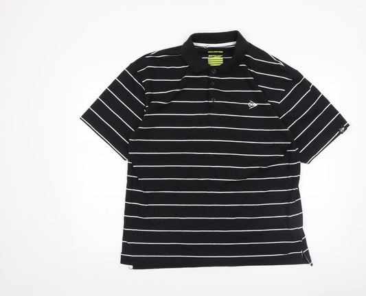 Dunlop Men’s Black Striped Regular Fit Polo Shirt Size L